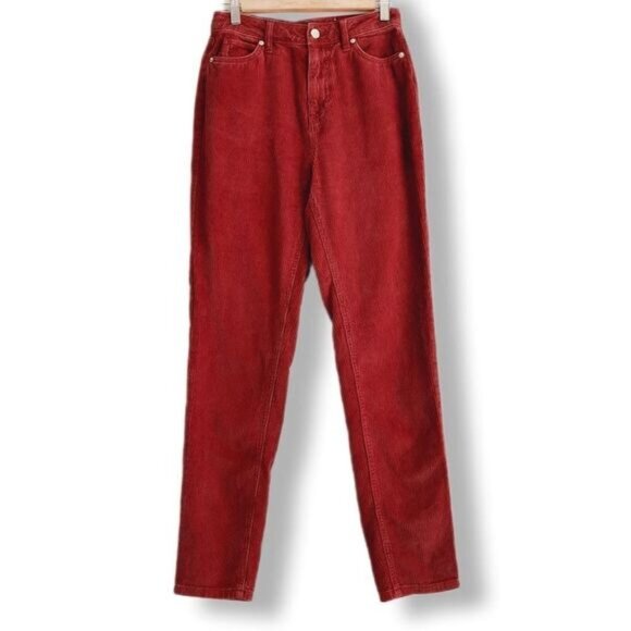 BDG Urban Outfitters High-Rise Mom Corduroy Pants Burgundy Red Sz 26 - Picture 2 of 10